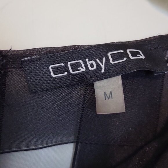 CQ by CQ Windowpane Ruffled Asymmetrical Black Zipper in Back Size M - Picture 10 of 14